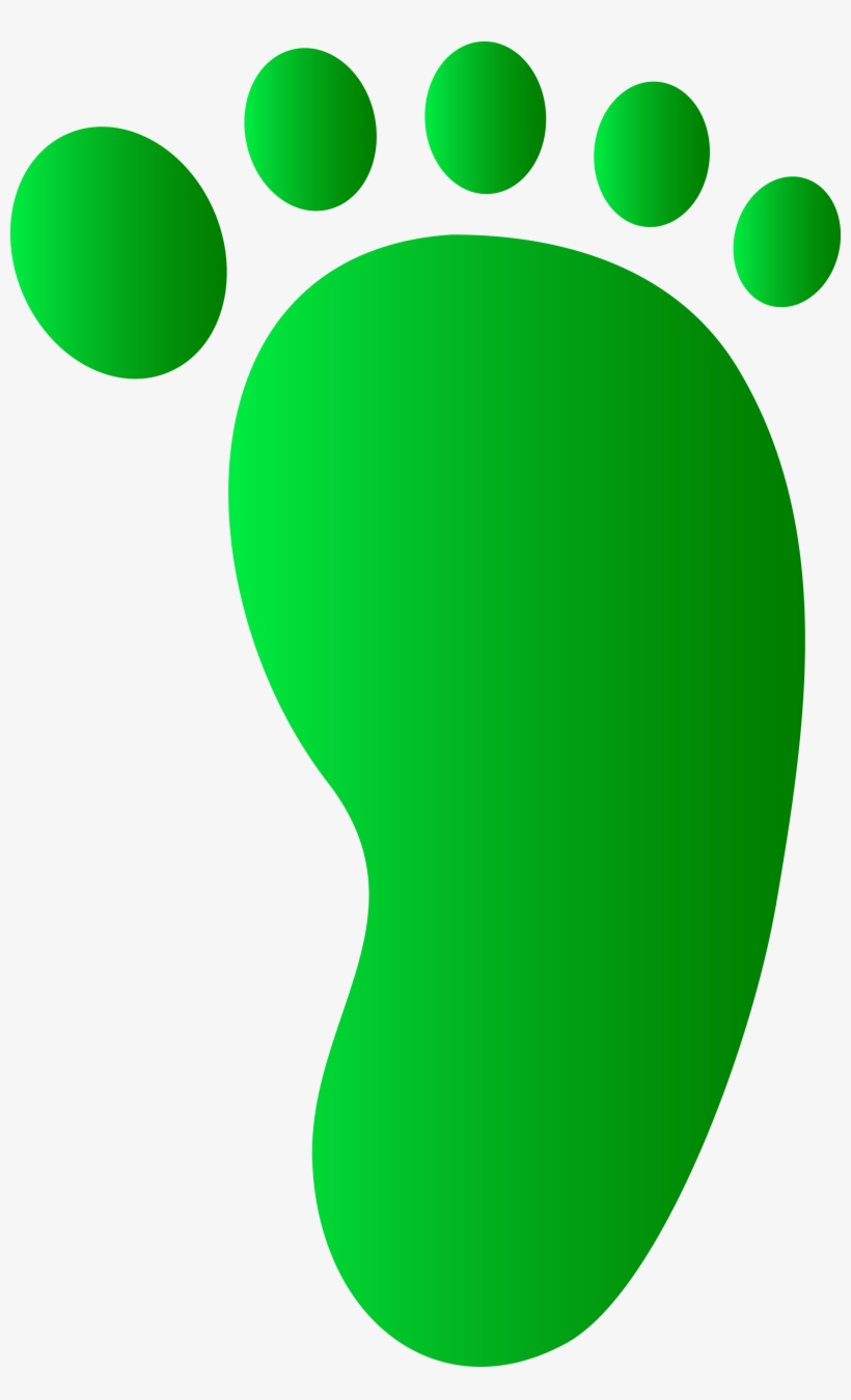Green stylized human footprint icon with five toe circles, gradient fill, clean vector design.