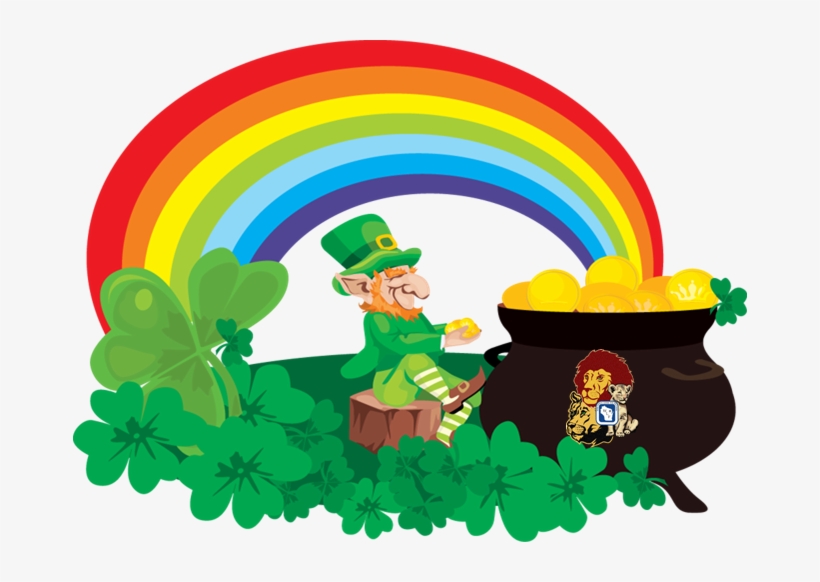 St. Patrick’s Day Leprechaun with Pot of Gold and Rainbow Clipart