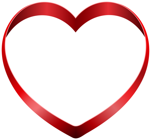 A glossy red heart-shaped ribbon outline on a transparent background, symbolizing love and affection.