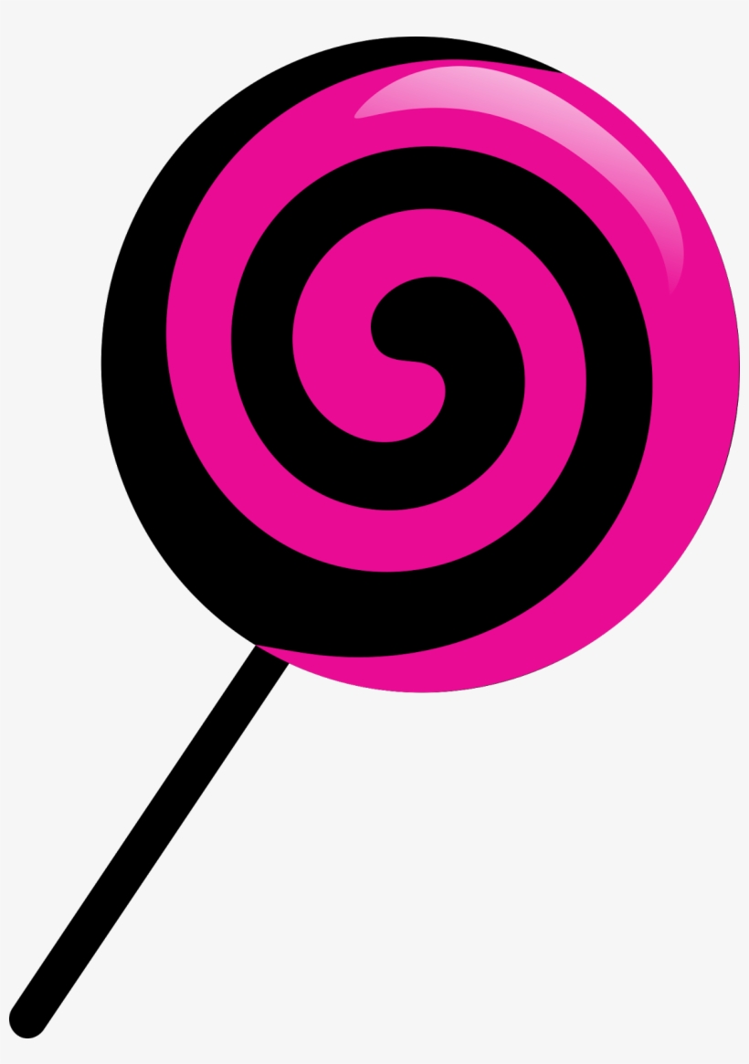 Pink & Black Spiral Lollipop Clipart - Free Downloadable Vector Graphic