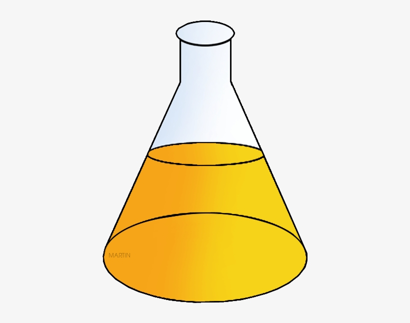 Erlenmeyer Flask with Yellow Liquid - Scientific Lab Illustration