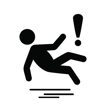 Slip and Fall Hazard Warning Icon - Safety Symbol for Wet Floors