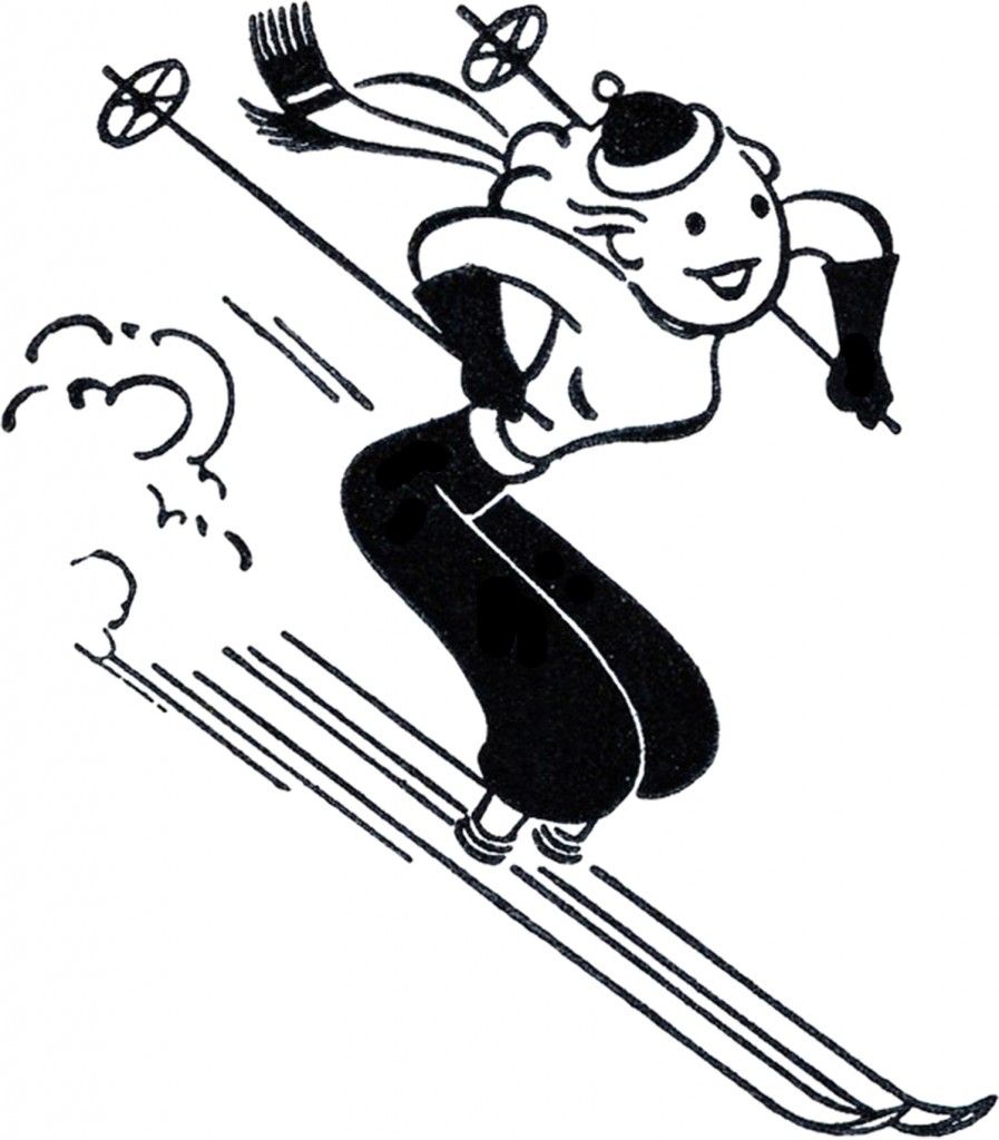Vintage Skiing Illustration - Fun Retro Winter Sports Art