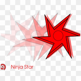 Red ninja star (shuriken) icon with motion blur effect and transparent background, labeled "Ninja Star".
