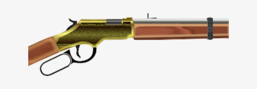 Vintage-style lever-action rifle with brass receiver, walnut stock, and blued barrel.