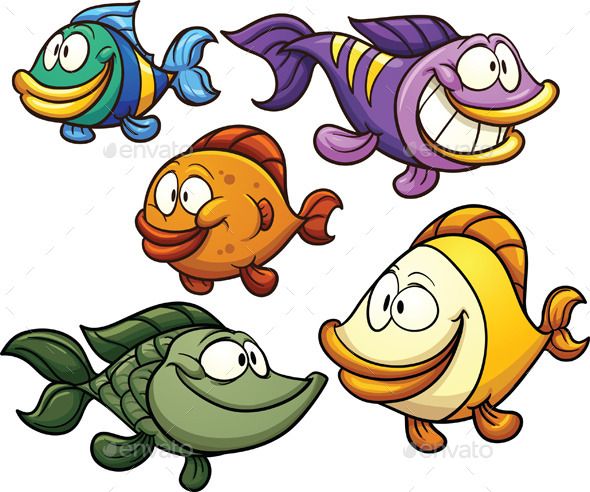 Cartoon Fish Clipart Collection - Fun & Colorful Vector Illustrations