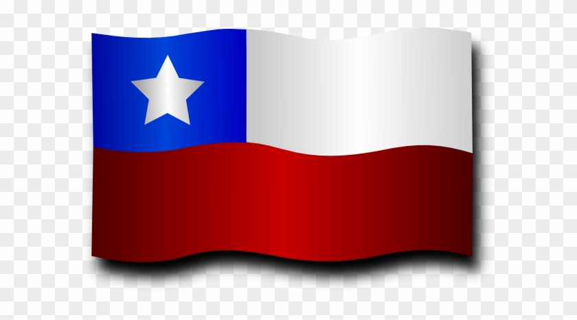 Waving flag of Chile with blue canton, white star, white band, and red lower band.
