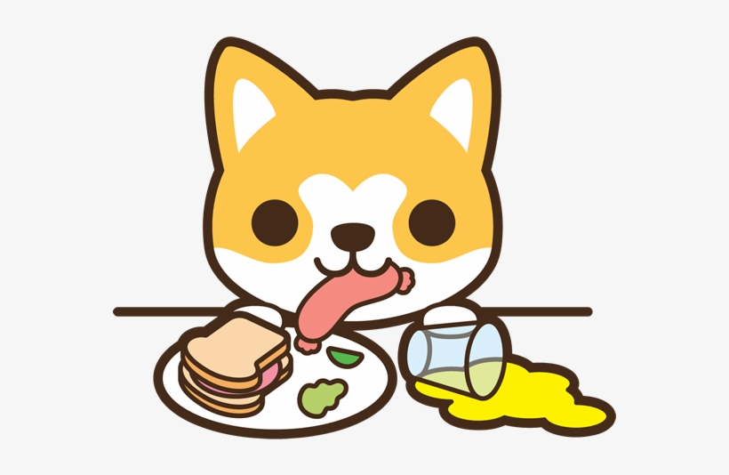 Adorable Shiba Inu Eating Sandwich - Free Clipart Illustration