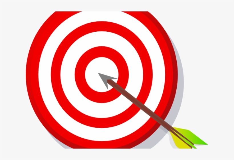 Red and white bullseye target with an arrow hitting the center, symbolizing precision and success.