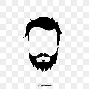 Silhouette of a man's face with styled hair and full beard, black on transparent background.