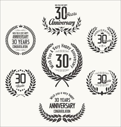 30th Anniversary Badge Templates - Vintage-Inspired Celebration Logos