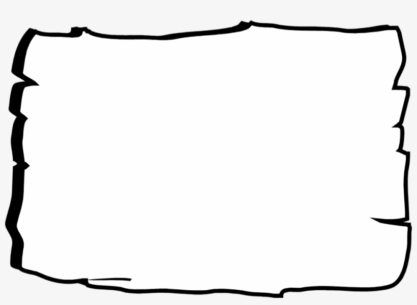 Hand-drawn torn paper border frame with irregular black outline on white background.