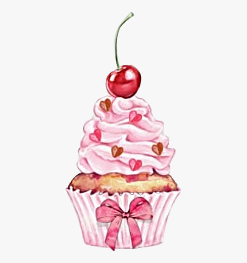 Sweet Pink Cupcake Illustration - Watercolor Dessert Art