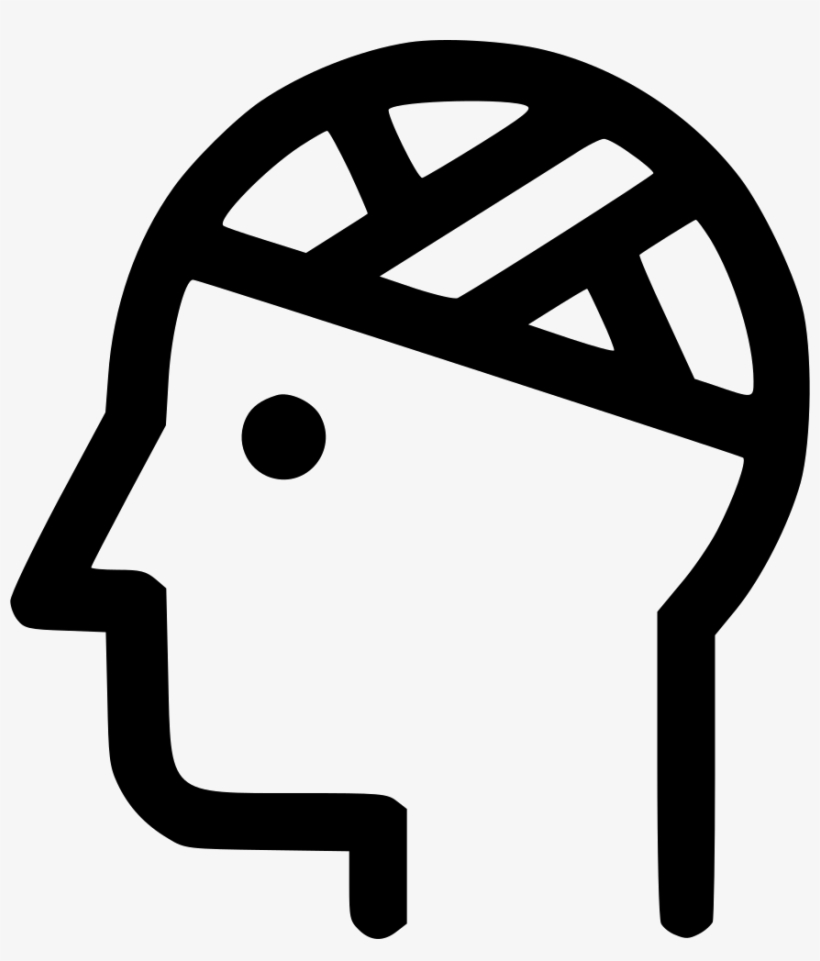 Silhouette of a human head in profile with stylized brain lobes visible inside, symbolizing cognition or mental processes.