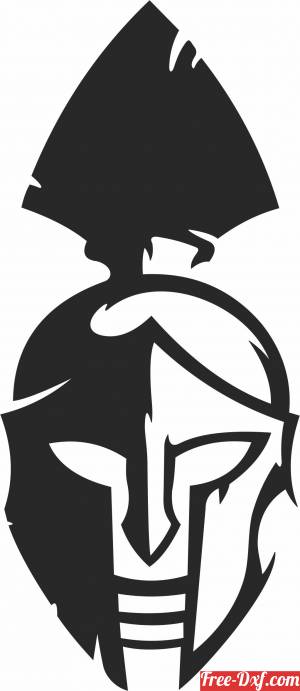 Black silhouette of a Spartan helmet with crest, stylized and bold.