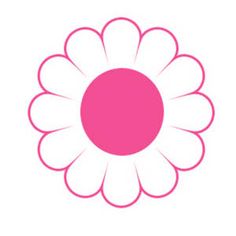 Simple pink daisy-style flower icon with white petals and a solid pink center, stylized vector illustration.