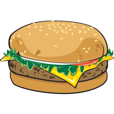 Classic cheeseburger with sesame seed bun, lettuce, tomato, cheese, and beef patty.