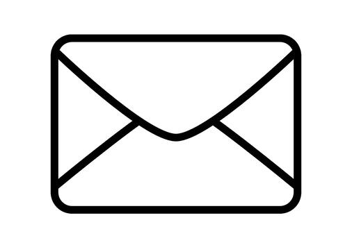 Simple black outline of a closed envelope on white background, representing email or mail communication.