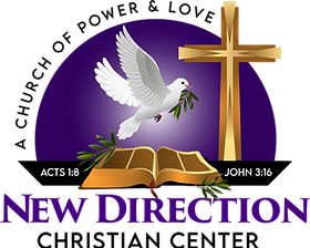 White dove with olive branch above open Bible and golden cross, purple background with scripture references Acts 1:8 and John 3:16.