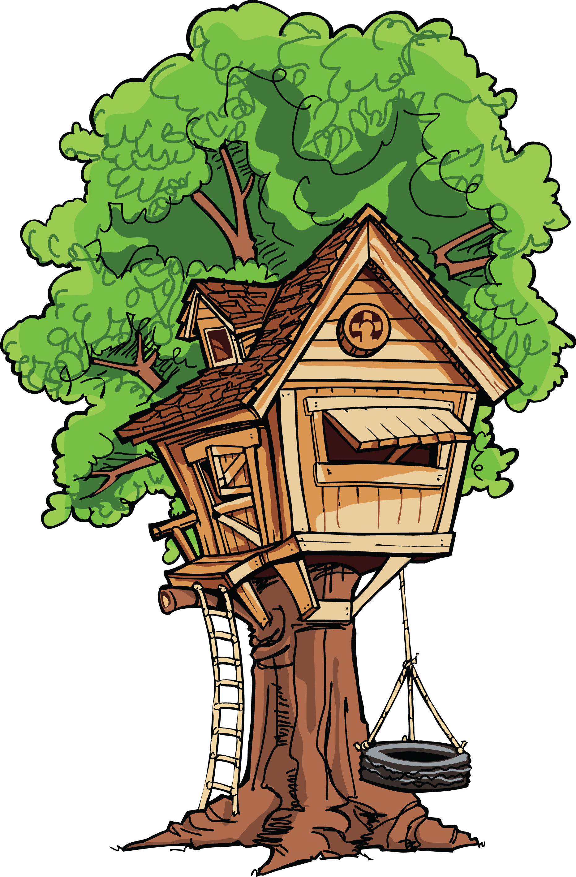 Charming Treehouse Illustration - Playful Outdoor Escape for Kids & Adults