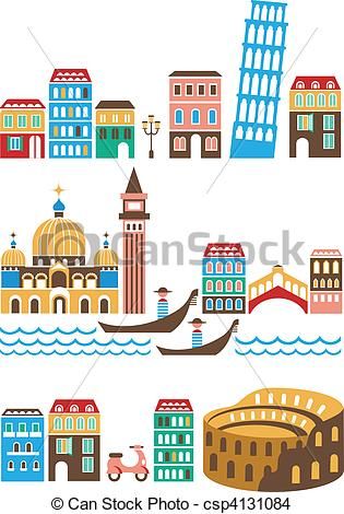 Iconic Italian Landmarks Illustration - Travel & Culture Visual Guide
