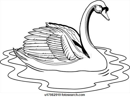 Swan Coloring Page - Printable Black and White Illustration for Kids & Adults