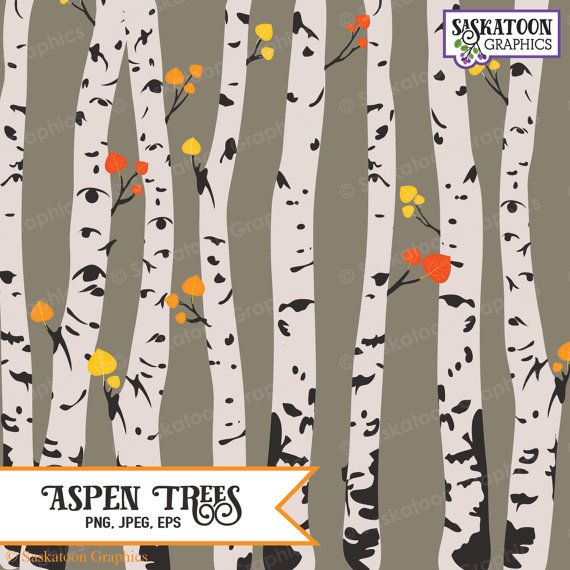 Aspen Trees Clipart - Fall Forest Design Elements by Saskatoon Graphics