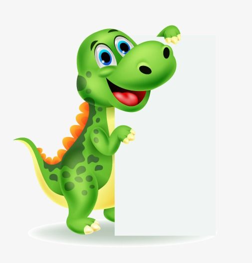 Friendly Dinosaur Holding Blank Sign - Free PNG Clipart
