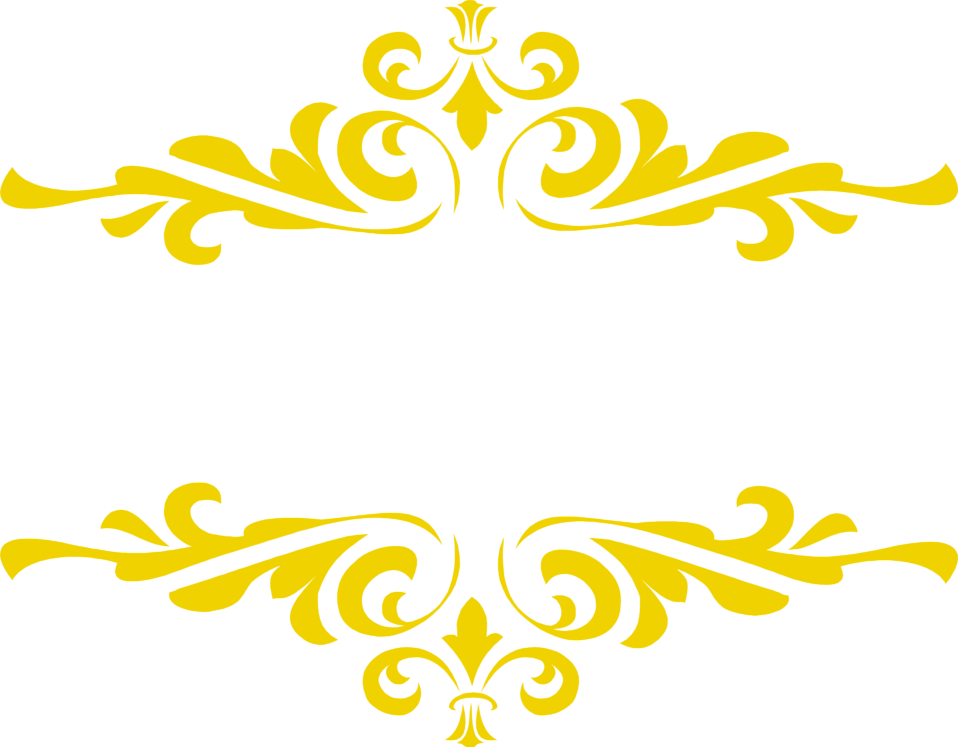 Golden ornamental flourish with fleur-de-lis motif on black background, symmetrical baroque-style divider.
