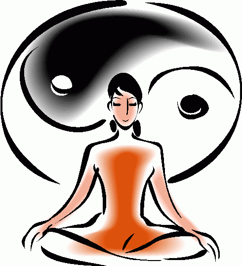 Meditation and Balance: Yin-Yang Symbol with Meditating Woman