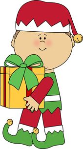 Festive Elf Holding Gift - Free Christmas Clipart for Holiday Projects