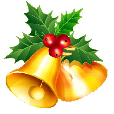 Golden Christmas bells adorned with green holly leaves and red berries, symbolizing festive holiday cheer.