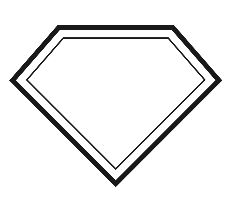 Blank diamond-shaped emblem outline, resembling a superhero logo or badge template.