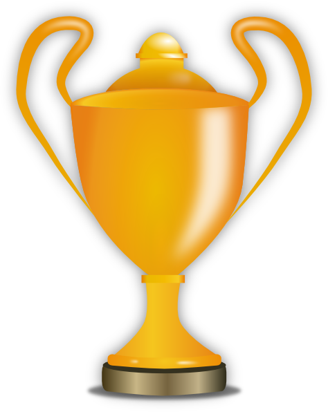 Golden trophy with two ornate handles and a lid, symbolizing victory or achievement.