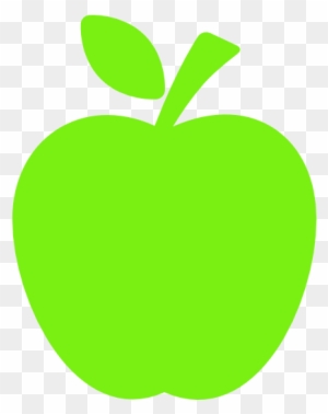 Bright green apple icon with two leaves on transparent background