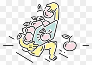 Apple-Themed Digital Learning Illustration - Fun & Engaging Education Concept