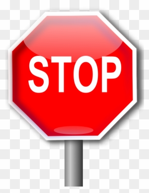 Red octagonal stop sign with bold white "STOP" text and glossy finish on transparent background.