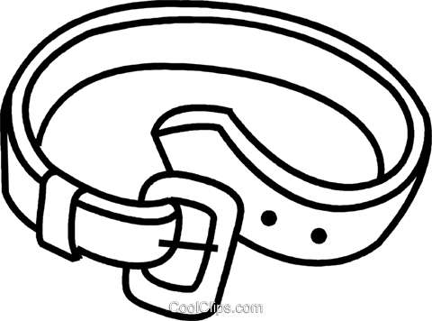 Simple line drawing of a classic leather belt with a rectangular buckle and two adjustment holes.