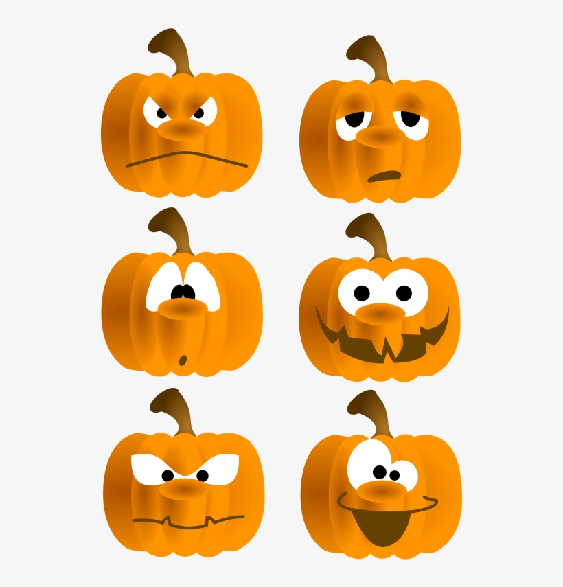 Halloween Pumpkin Emotions Clipart - Expressive Jack-O'-Lanterns for Festive Designs
