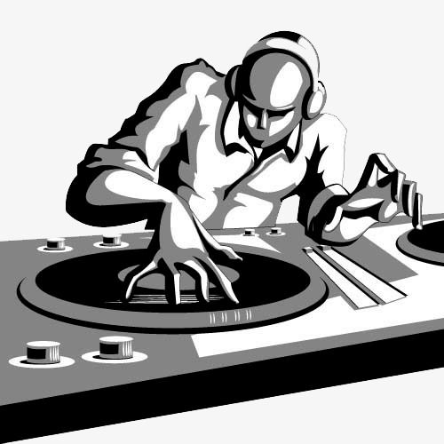 DJ Scratching Artwork - Dynamic Turntable Performance Illustration