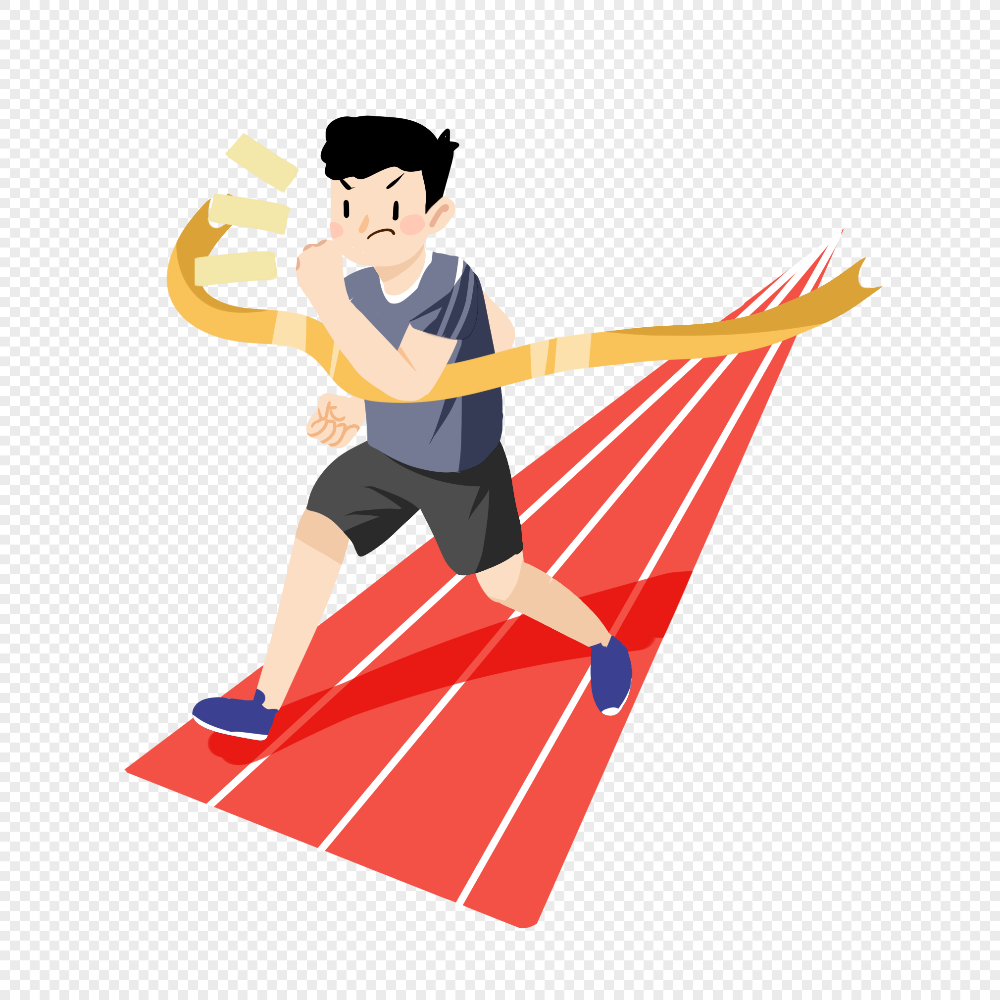 Child Boy In Sportswear Running Fast Flat Cartoon Vector - Clip Art Library