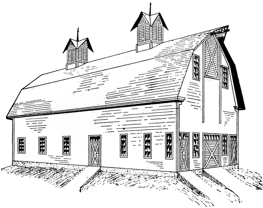 barn outline Barn with silo coloring page barns jpg - Clipart Library