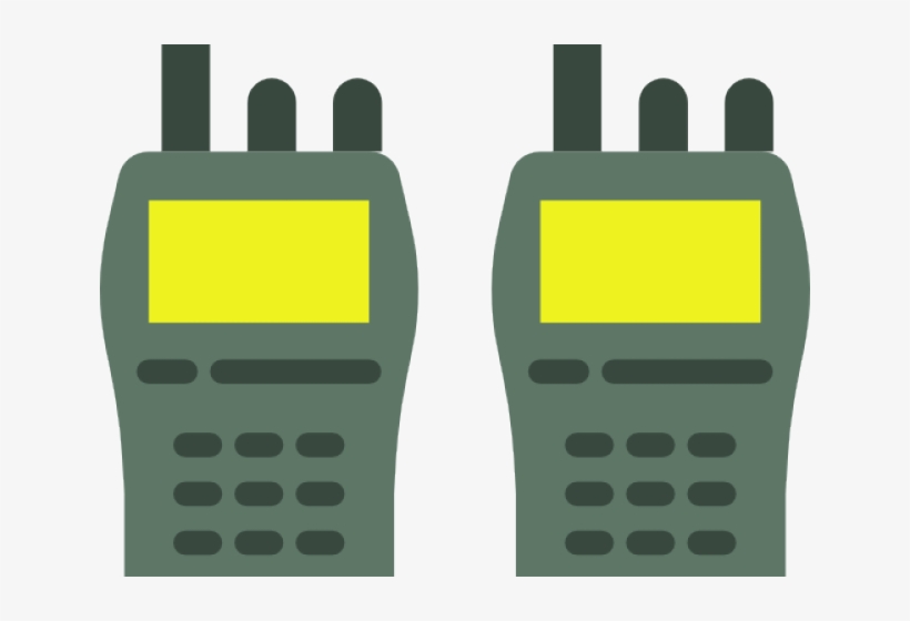 Two green walkie-talkies with yellow displays and black antennas, side by side on a white background.