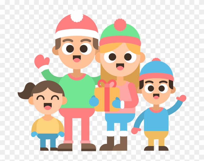 Festive Family Holiday Illustration - Free PNG Download