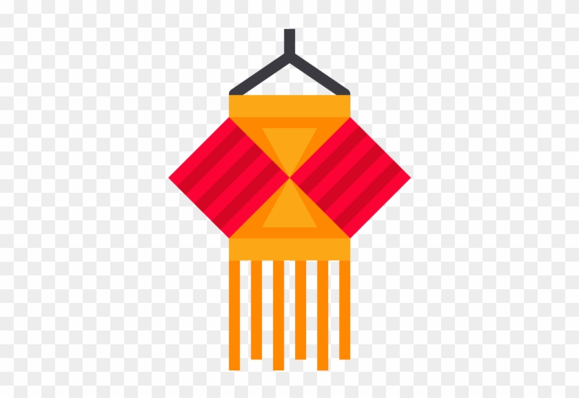 Flat-style red and orange Chinese lantern with tassels and hanging hook, symbolizing celebration and tradition.