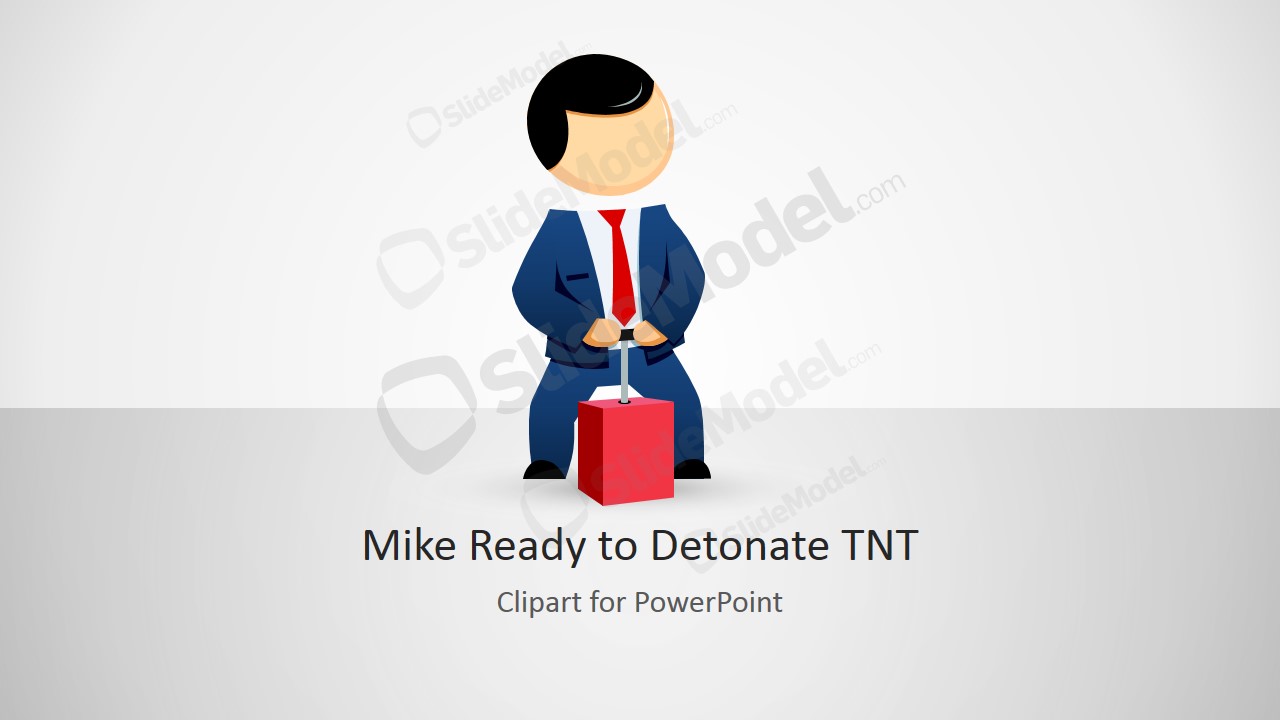 Mike Ready to Detonate TNT - PowerPoint Clipart for Presentations