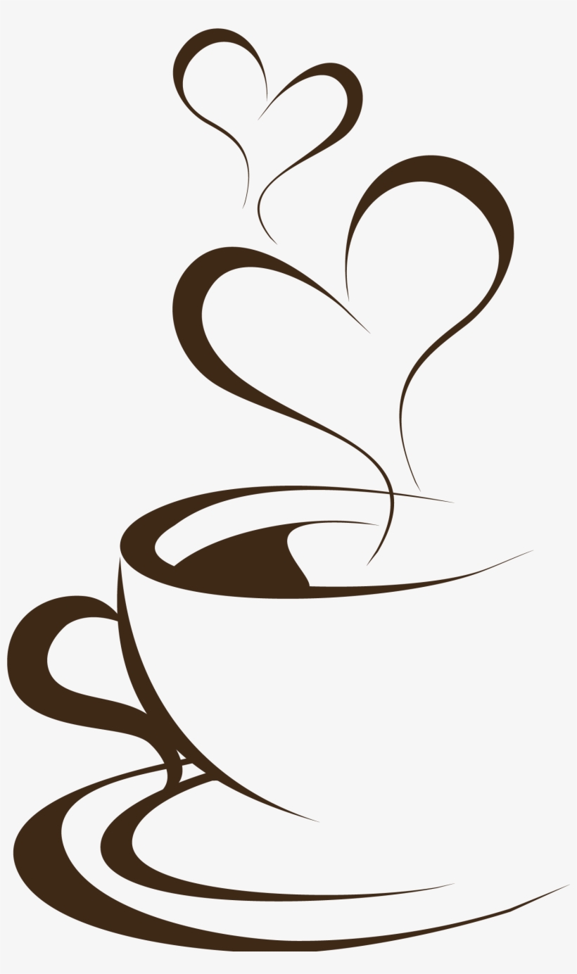 Stylized coffee cup with heart-shaped steam rising, evoking warmth and love.