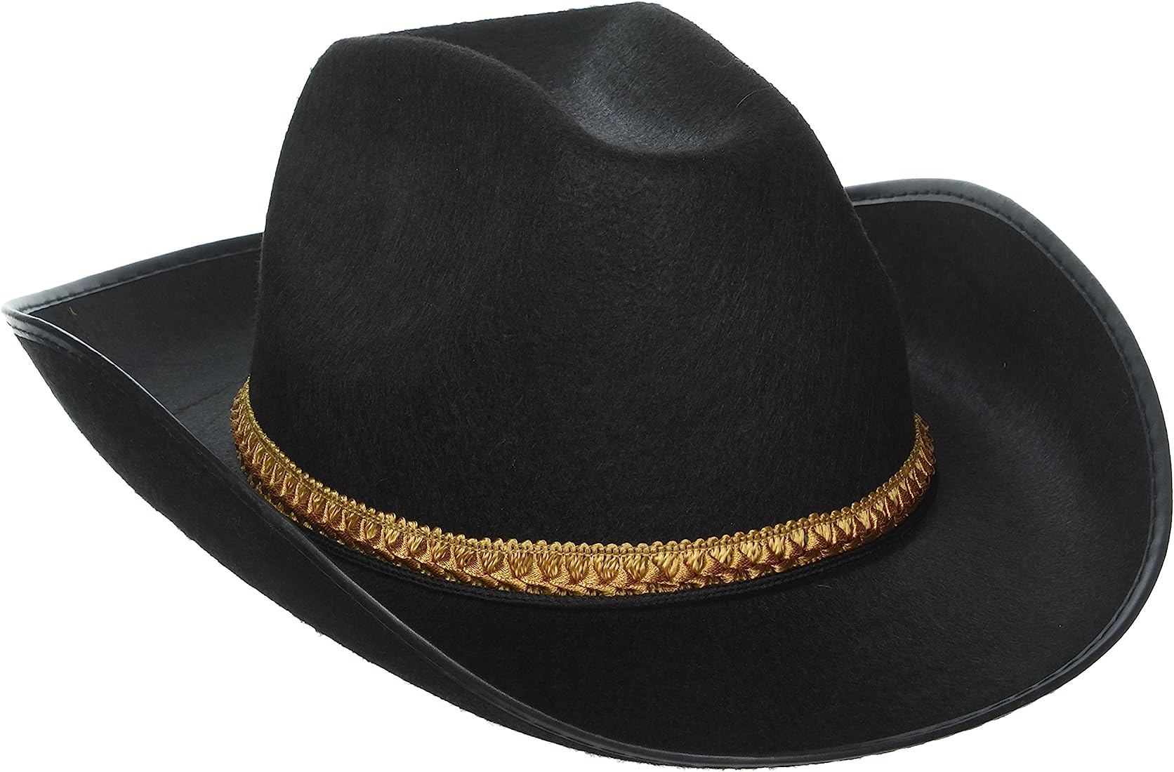 Classic Black Cowboy Hat with Gold Braid - Authentic Western Style
