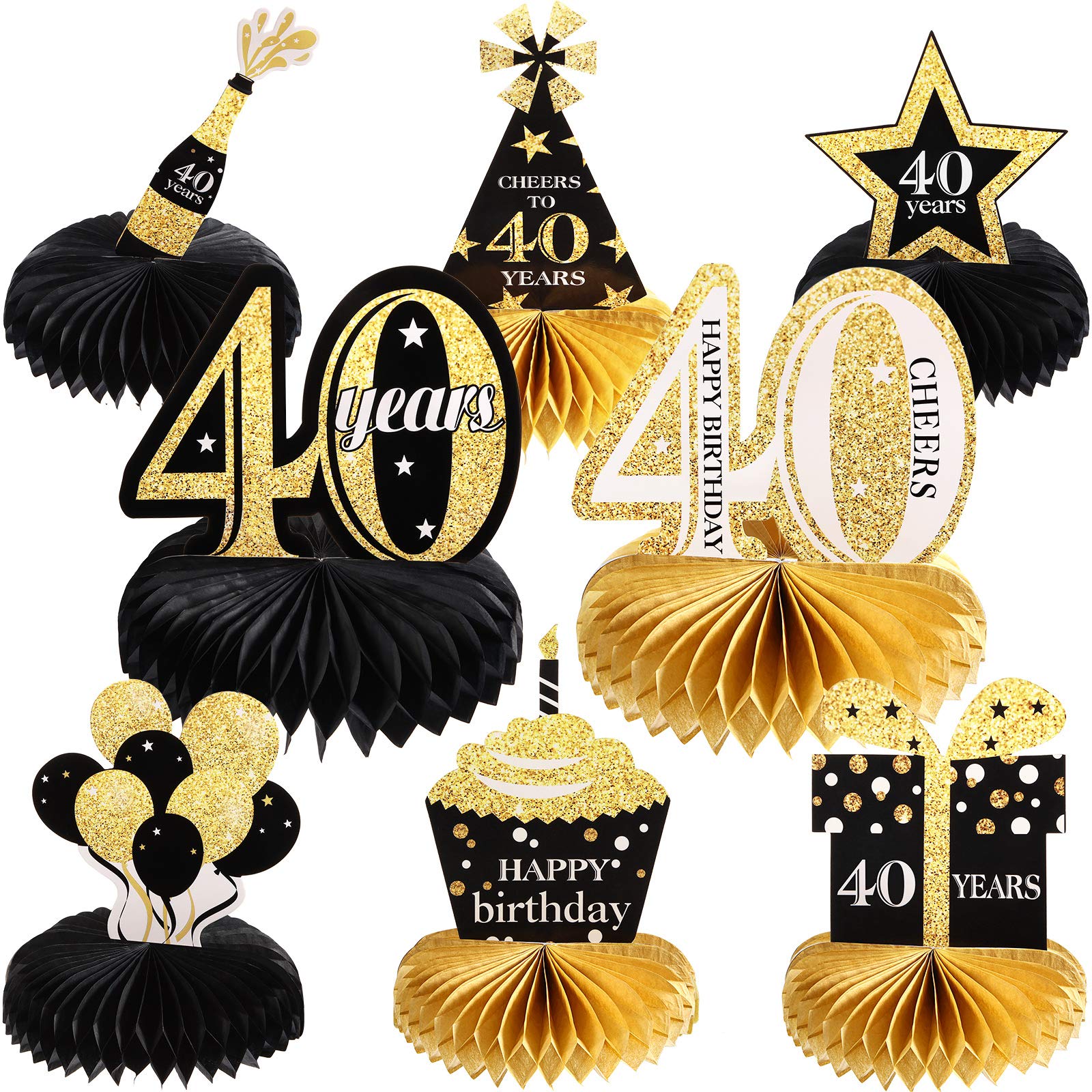 Elegant 40th Birthday Party Decorations - Black & Gold Theme