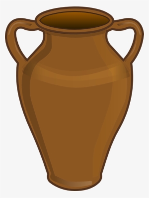 Brown ceramic amphora with two handles, classic ancient vessel design.